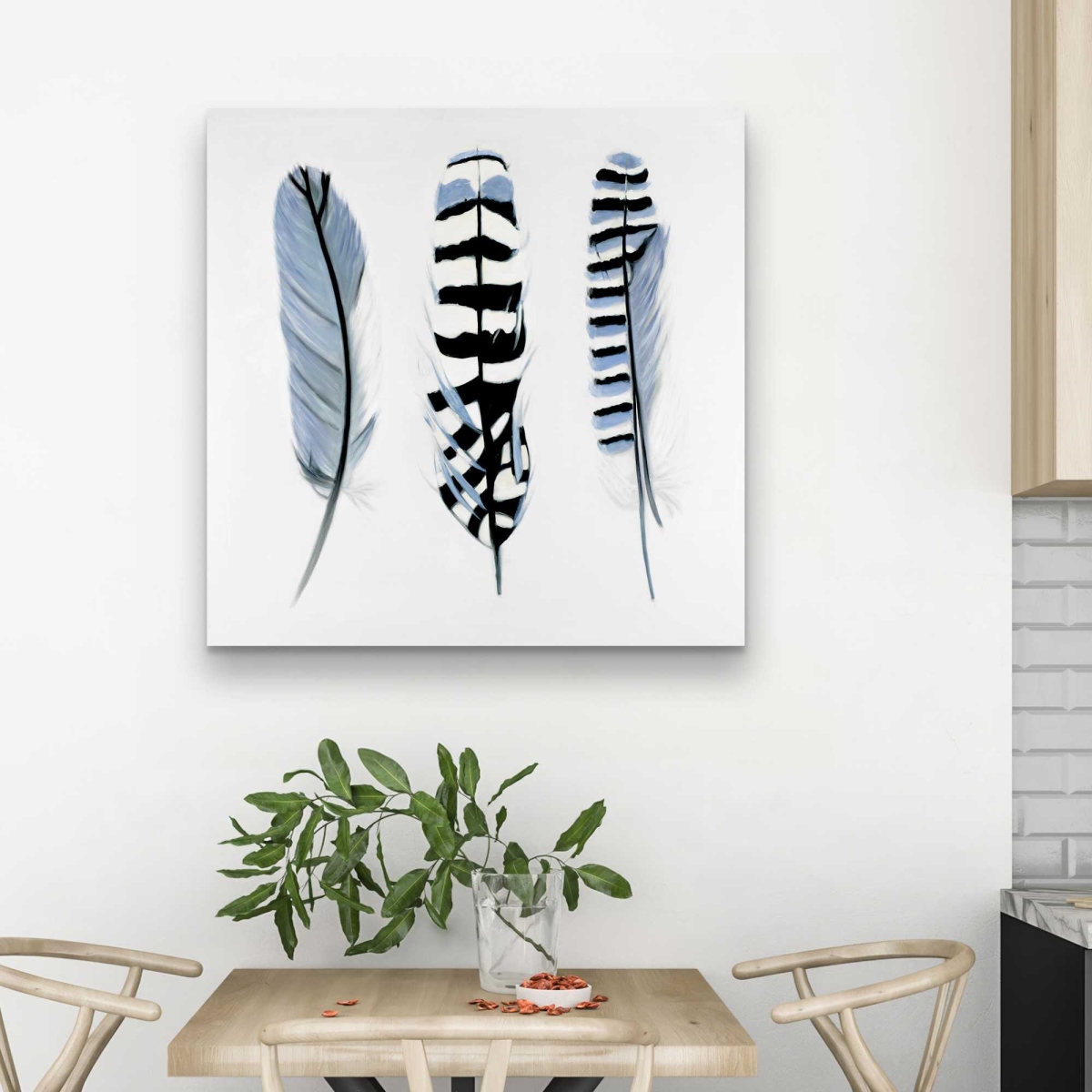 C1RC3232AIM70B 32 x 32 in. Delicate Feathers - Black Livingroom Canvas for Home Decor