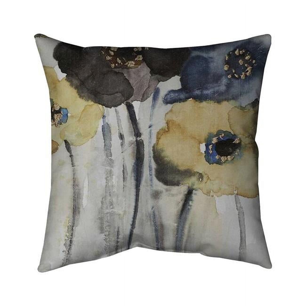 26 x 26 in. Grey, Blue & Yellow Flowers-Double Sided Print Indoor Pillow