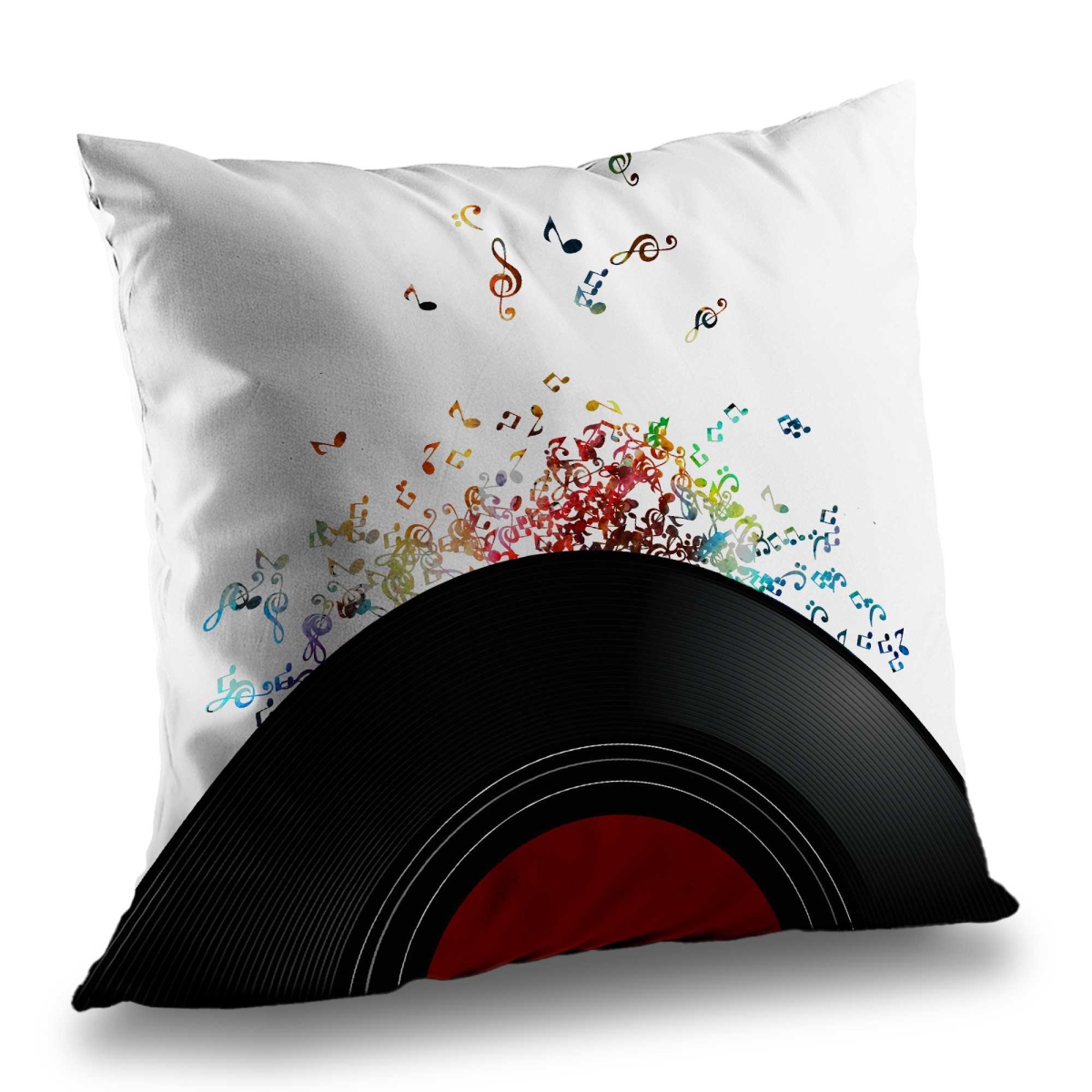 C1PC1414EO0UJC 14 x 14 in. Notes Escaping From A Vinyl Record - Black Poly Twill Throw