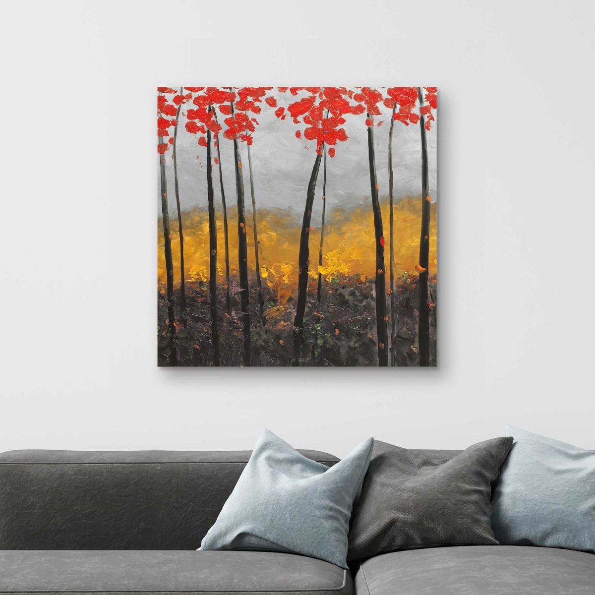 C1RC3232OBJVNV 32 x 32 in. Abstract Autumn Trees - Canvas Wall Art for Bedroom Decor