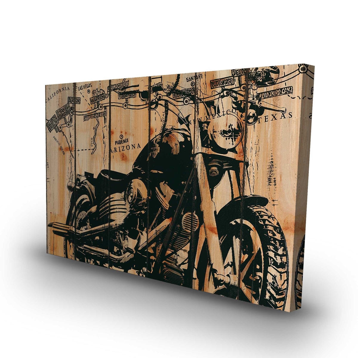C1RC24365CGW9E 24 x 36 in. Motorcycle on Wood Background - Black Canvas Home Decor