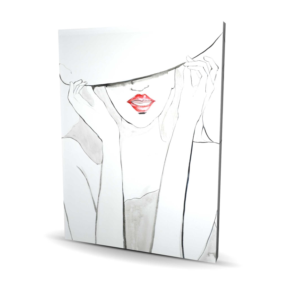 C1RC3648NNNCIK 36 x 48 in. Woman with Big Hat - Fashion Red Canvas for Home Decor