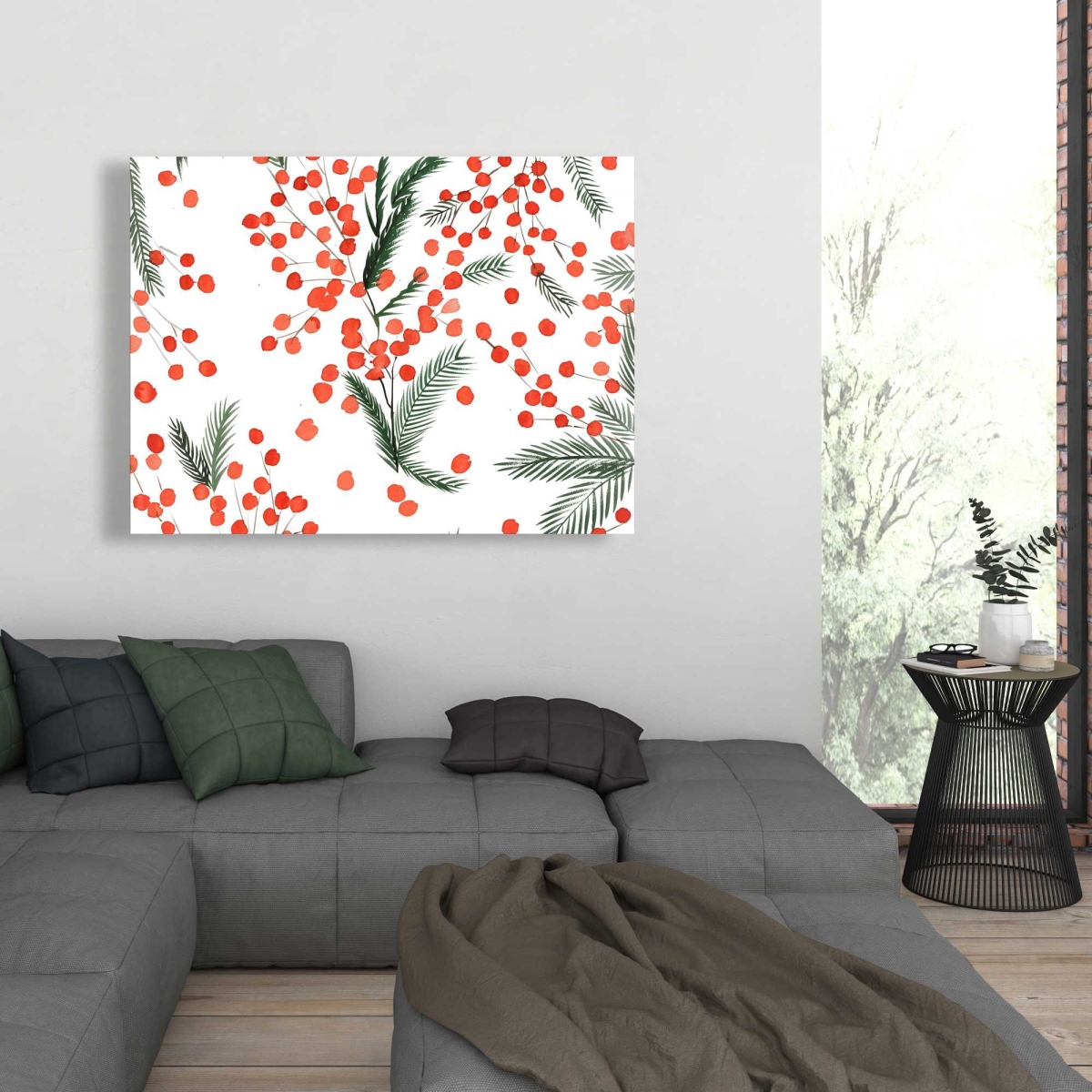 C1RC3648Q5MDBO 36 x 48 in. Mistletoe Leaf Pattern - Seasonal Trees Canvas Home Decor
