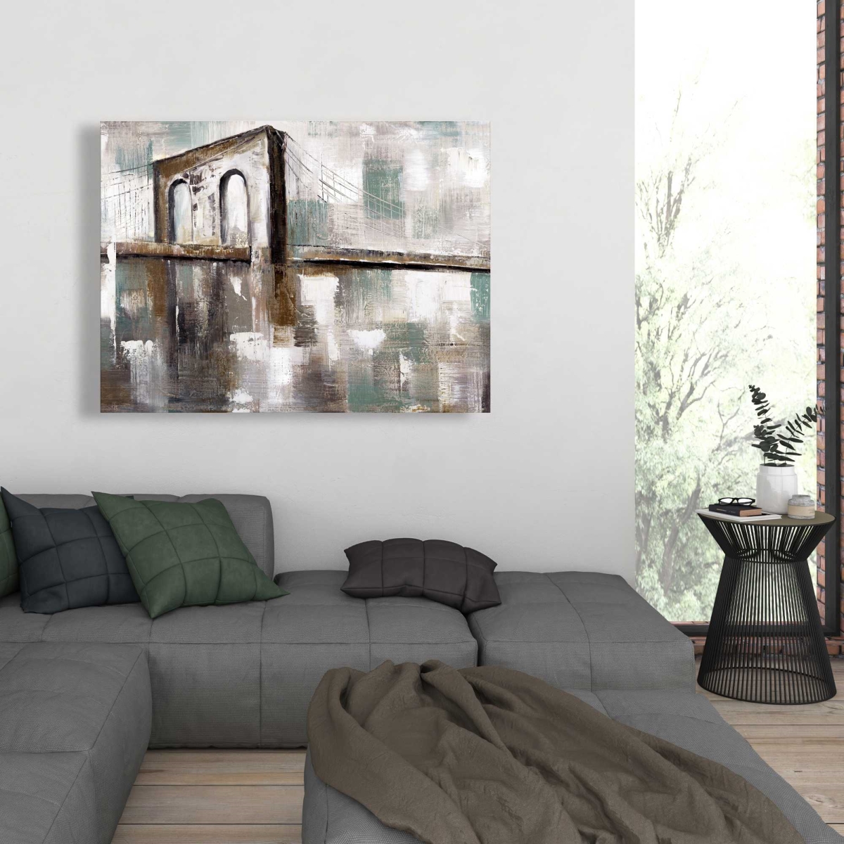 C1RC3648TCGPK6 36 x 48 in. Abstract Paint Spotted Bridge - Building Cities Canvas Art