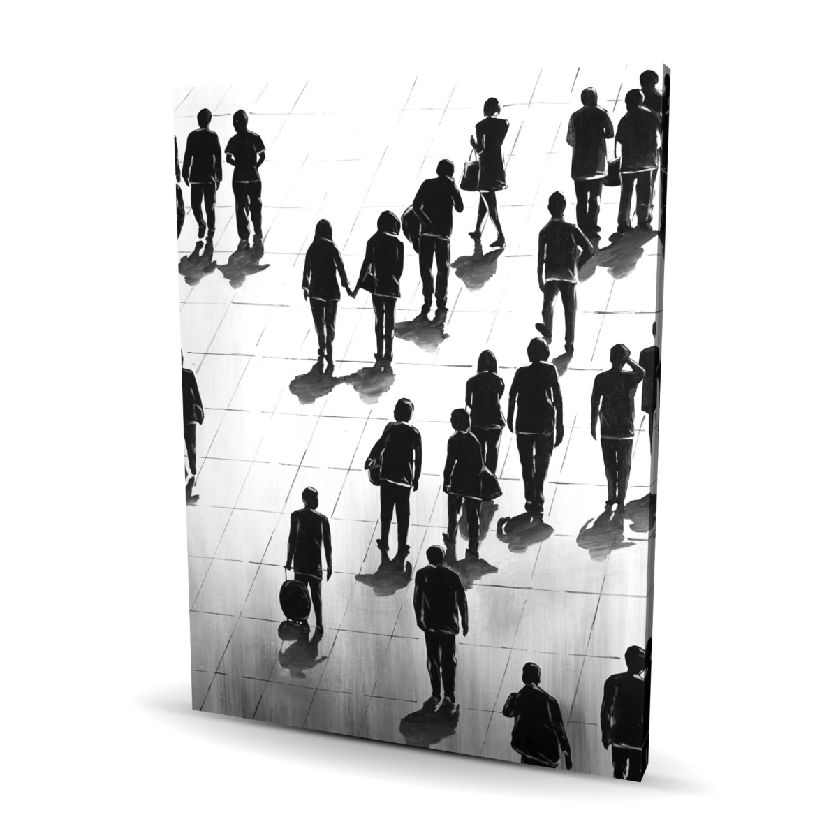 C1RC3648YNOH3W 36 x 48 in. Silhouettes of People on the Street - Canvas Art for Bedroom