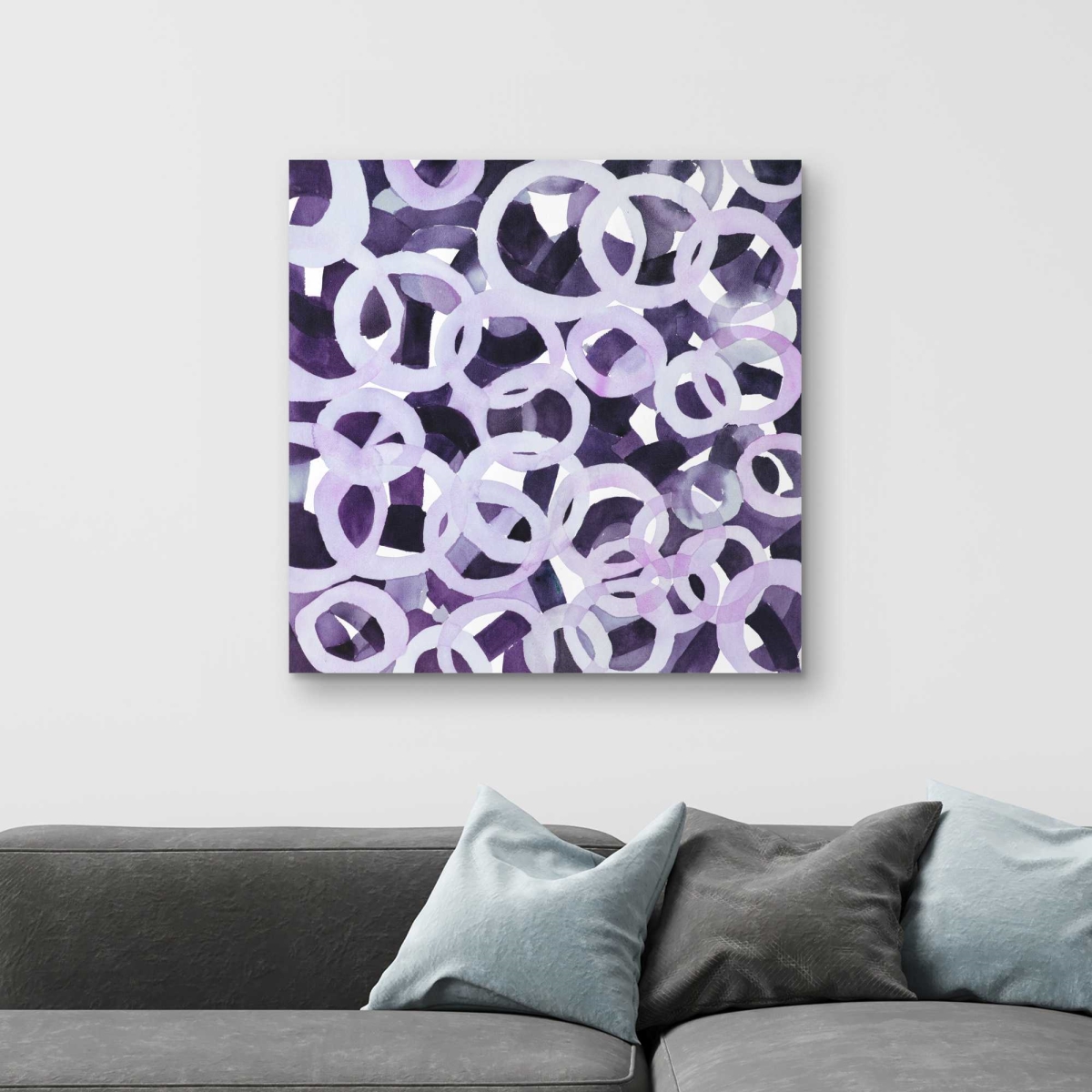 C1RC3232CU2942 32 x 32 in. Abstract Purple Circles - Purple Pattern Canvas
