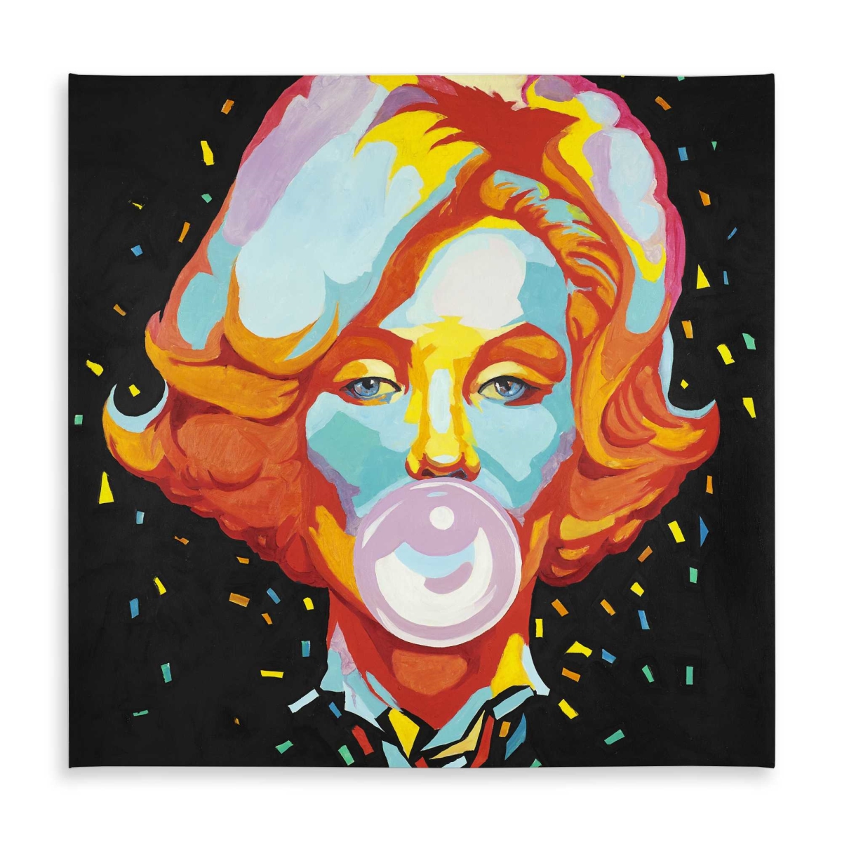 Picture of Begin Home Decor C1TC58581Q1IV0 58 x 58 in. Colorful Marilyn Monroe Bubblegum Tablecloth - Home Decor