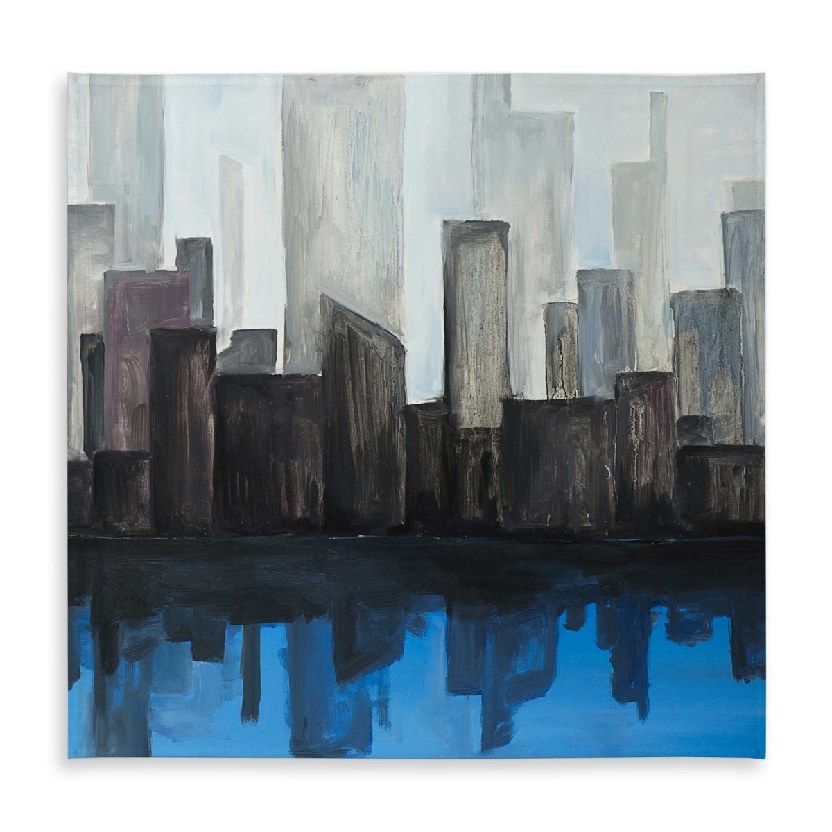 Picture of Begin Home Decor C1TC585881W1R5 58 x 58 in. View of a Blue City Tablecloth - Black Bedroom Decor