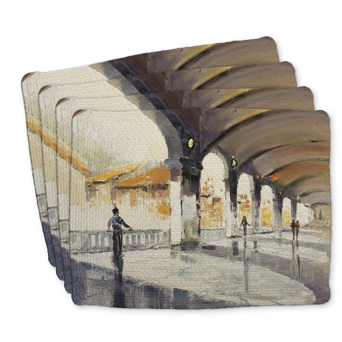 Picture of Begin Home Decor C4BP14183BGKKI 14 x 18 in. People in A Spacious Hall - Braided Polyester Placemat - Set of 4
