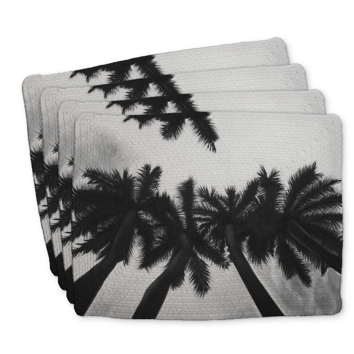 Picture of Begin Home Decor C4BP14188LYG9C 14 x 18 in. Monochrome Palm Trees Braided Polyester Placemat - Decor - Set of 4