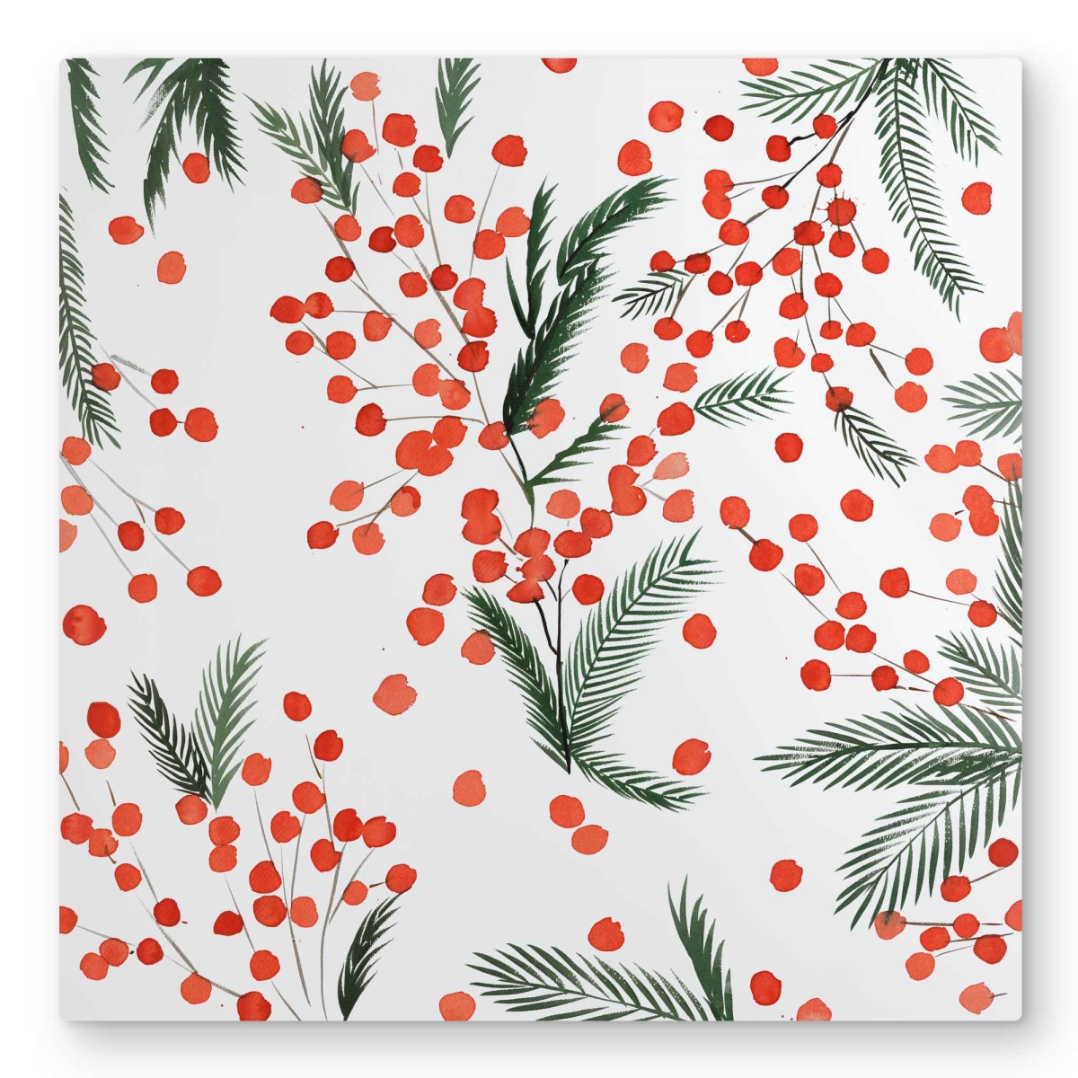 C1MP3232BJOJGP 32 x 32 in. Mistletoe Leaf Pattern Wall Art - Green Holidays Metal Print Decor