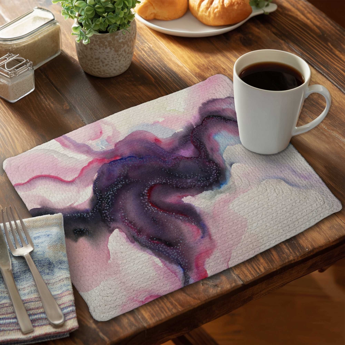 Picture of Begin Home Decor C4BP1418GGEU9I 14 x 18 in. Celestial Body Braided Polyester Placemat - Decor Essentials - Set of 4