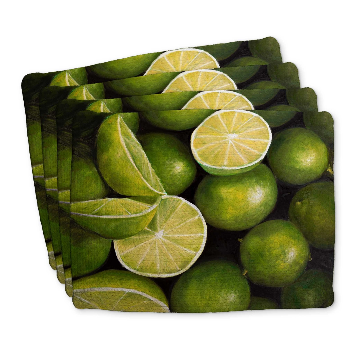 Picture of Begin Home Decor C4BP1418IJT8J9 14 x 18 in. Basket of Limes - Braided Polyester Placemat for Home Decor - Set of 4