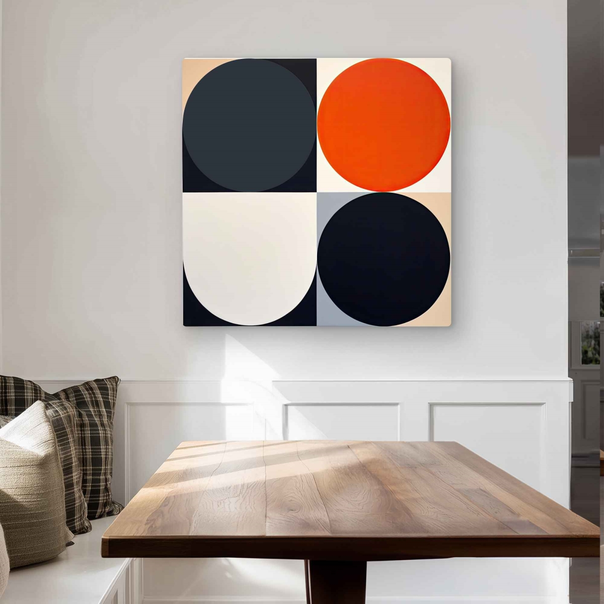 C1MP3232C3NLS2 32 x 32 in. Split Circles - Black Minimalist Metal Print Wall Art for Home Decor