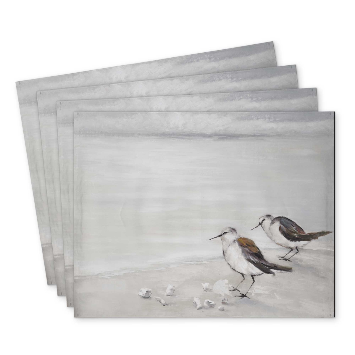 Picture of Begin Home Decor C4PP1418OA1M6Y 14 x 18 in. Two Sandpiper Birds Polyester Placemat - Home Decor Accent - Set of 4