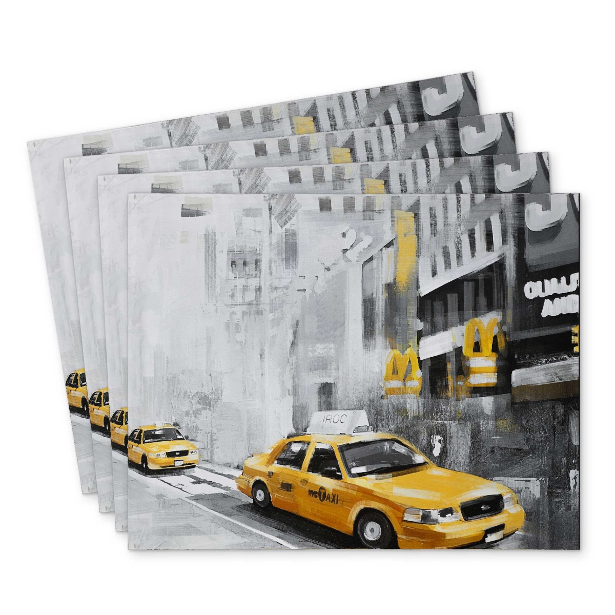 Picture of Begin Home Decor C4PP1418OVBGCL 14 x 18 in. York City Taxis Polyester Placemat - Home Decor Accent - Set of 4