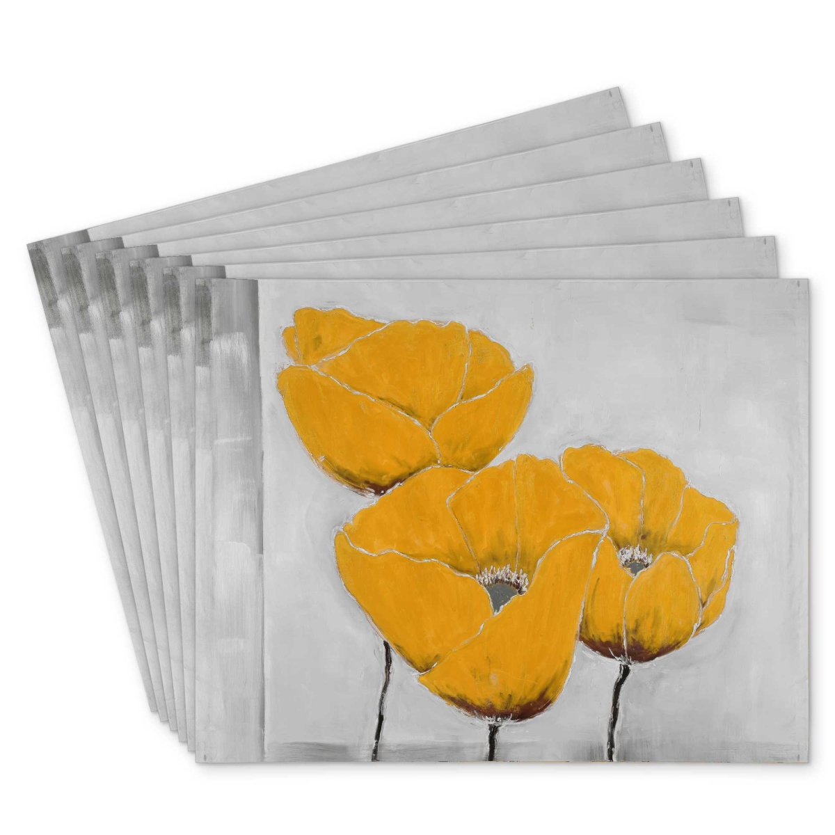 Picture of Begin Home Decor C6PP1418DNDDTV 14 x 18 in. Three Yellow Flowers Polyester Placemat - Home Decor Accent - Set of 6