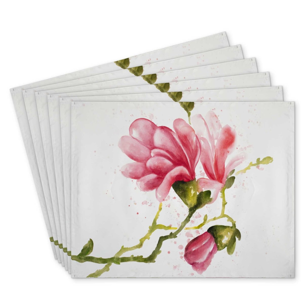 Picture of Begin Home Decor C6PP1418DS296D 14 x 18 in. Magnolia Flowers Polyester Placemat - Elegant Home Decor - Set of 6