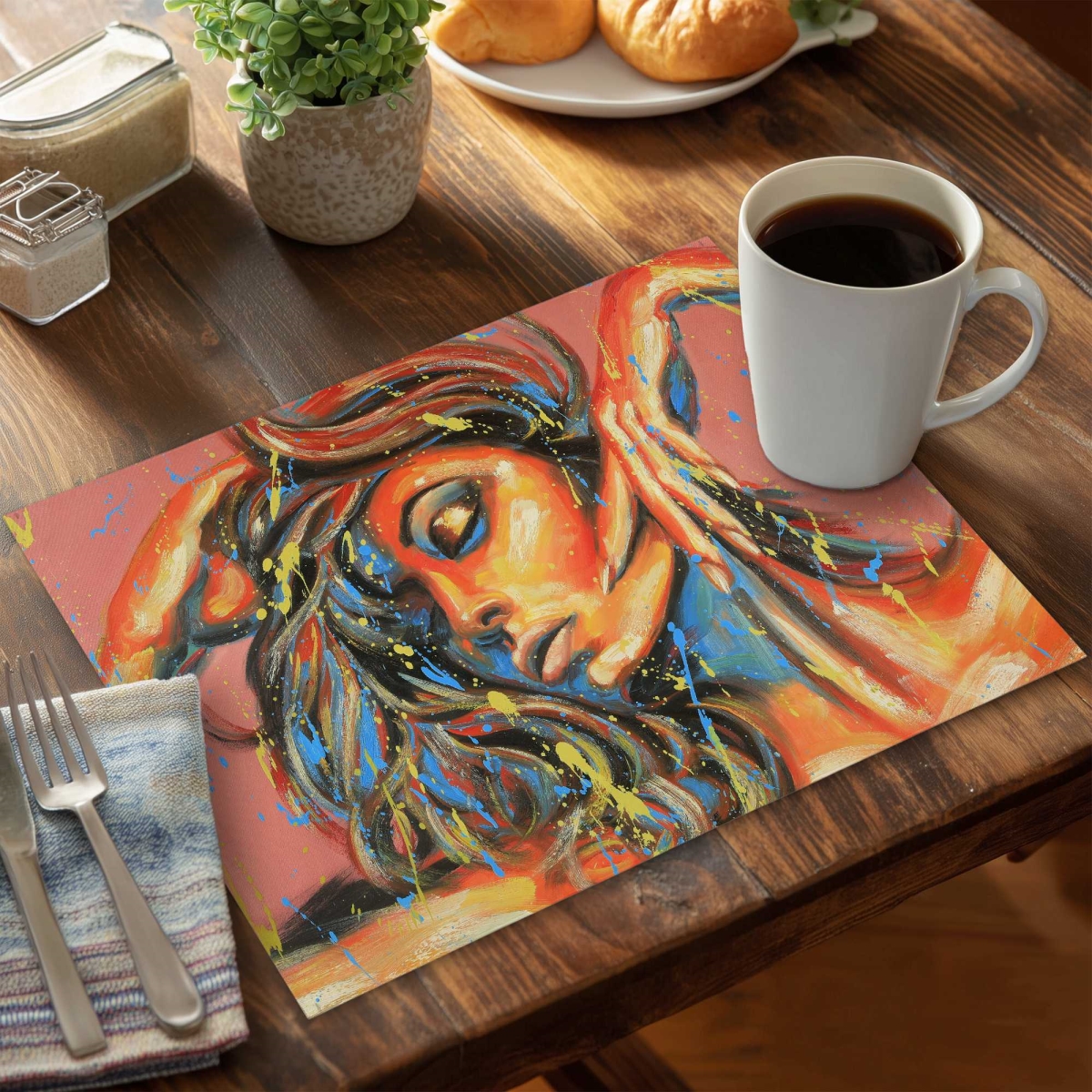 Picture of Begin Home Decor C6PP1418H0KX7U 14 x 18 in. Dance The Colors Polyester Placemat - Vibrant Home Decor - Set of 6