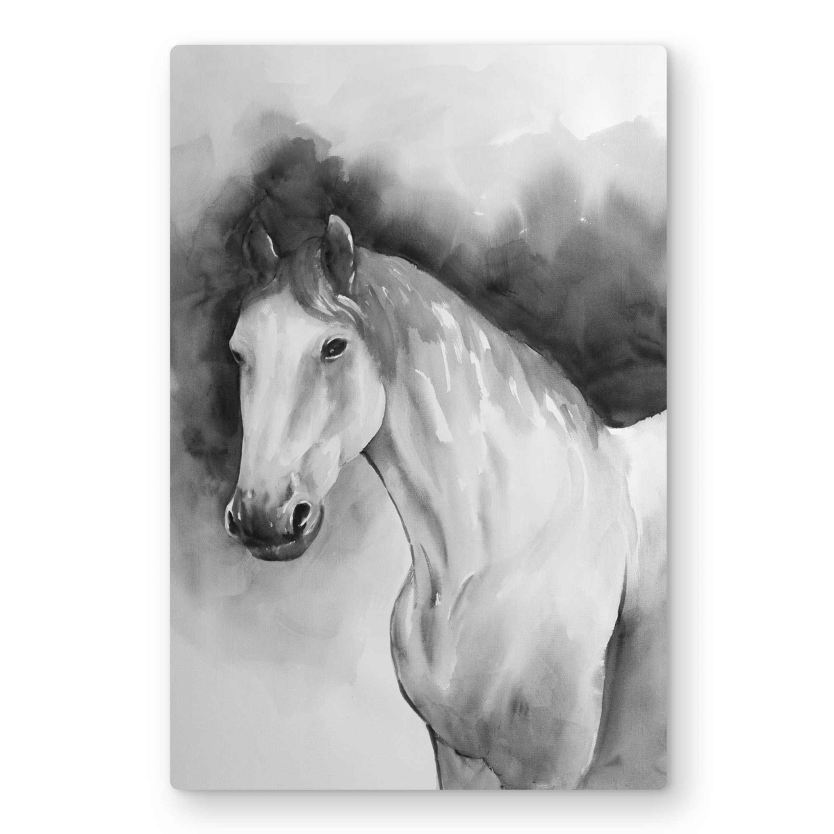 C1MP2436PJUD8C 24 x 36 in. Domino Horse - Gray Metal Print Wall Art for Home Decor - Unique Art