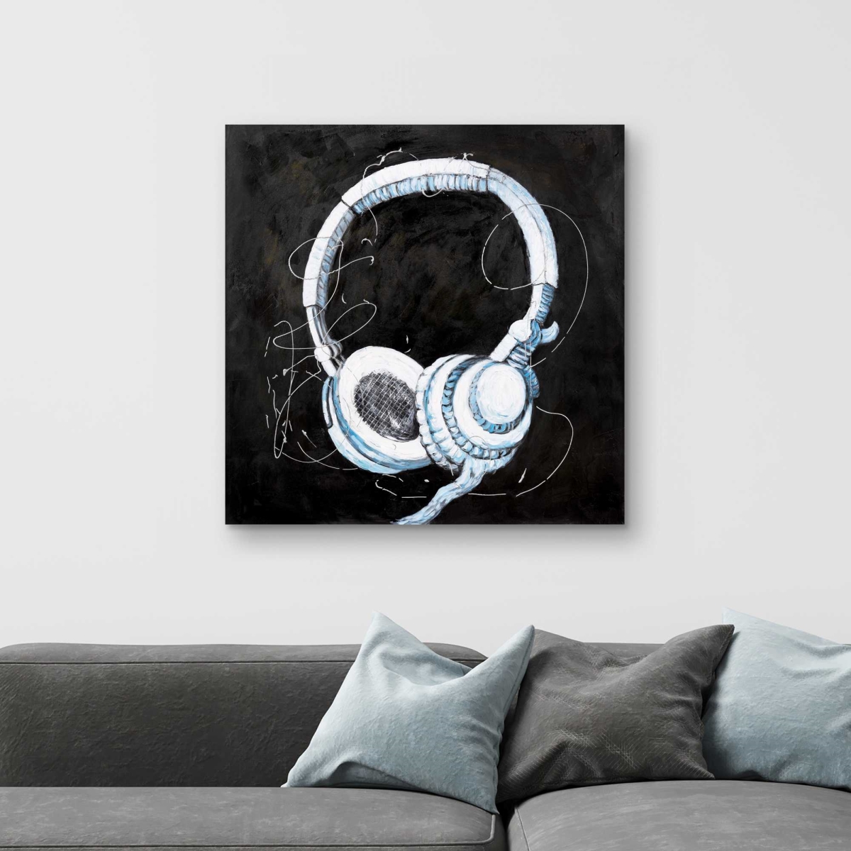 C1RC32326MAPY0 32 x 32 in. Headphones - Musical Object Canvas - Unique Art