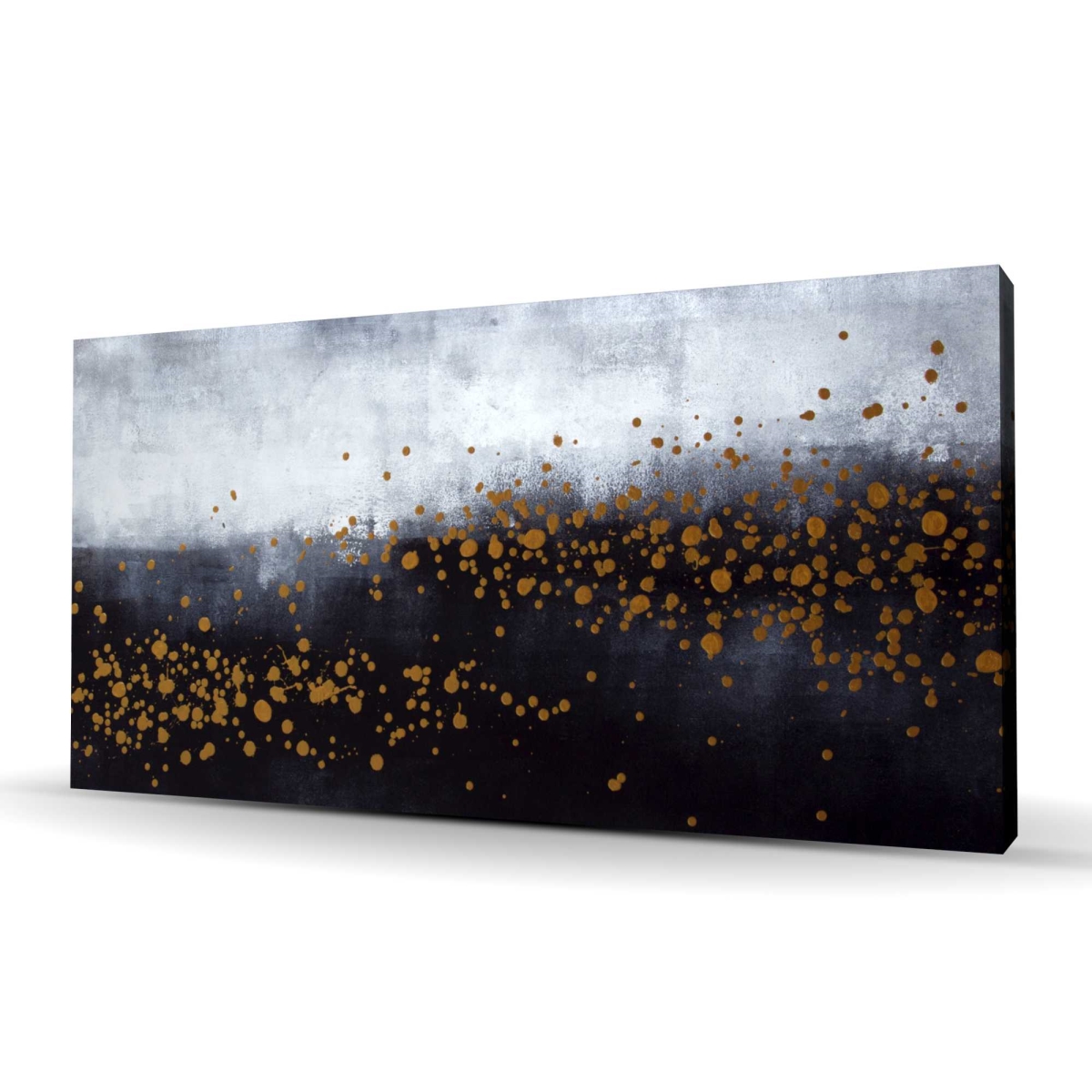 C1RC2448XKSQL9 24 x 48 in. Two Shades of Gray with Gold Dots - Abstract Canvas Art