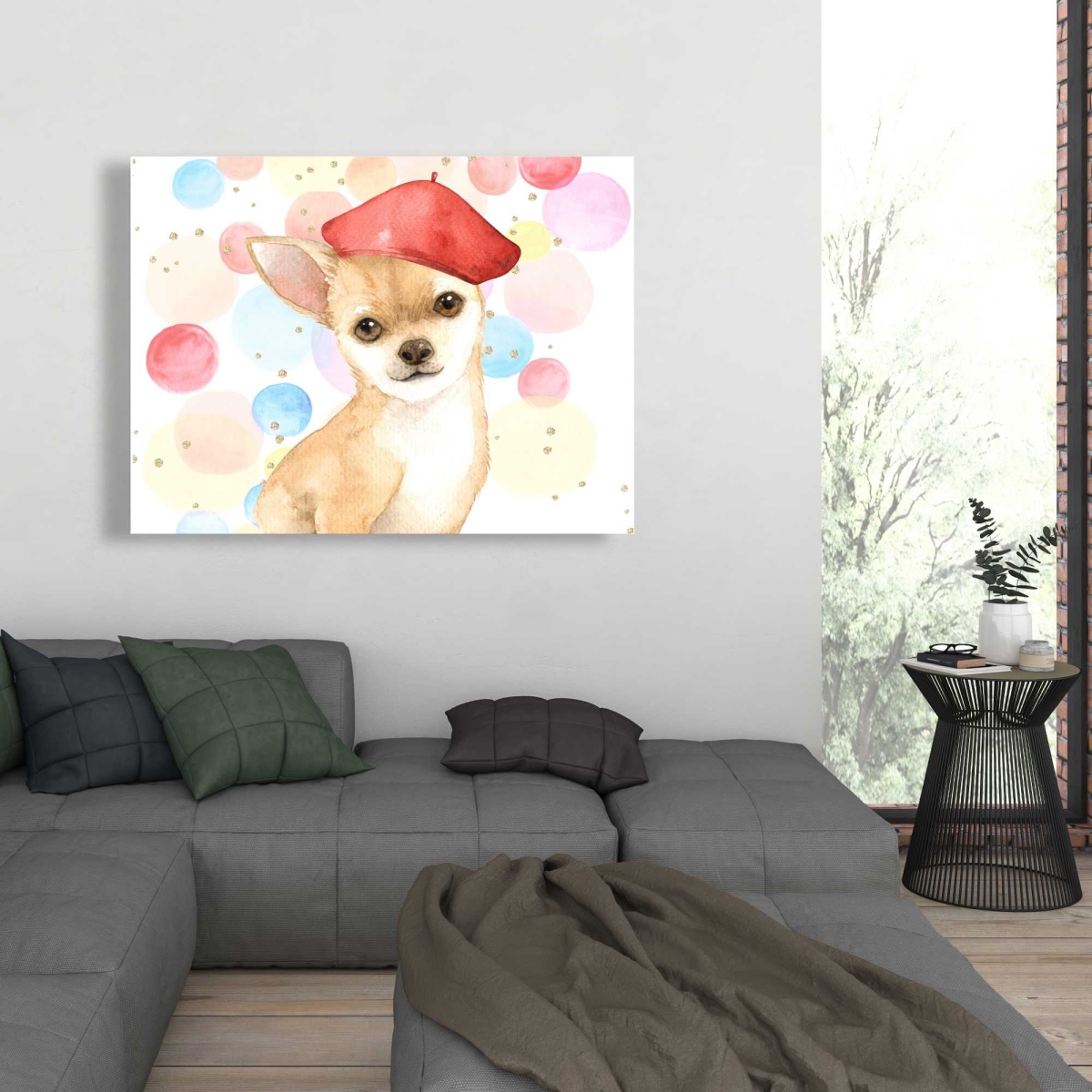 C1RC364868PLHN 36 x 48 in. Chihuahua Dog Artist - Red Bedroom Canvas for Home Decor