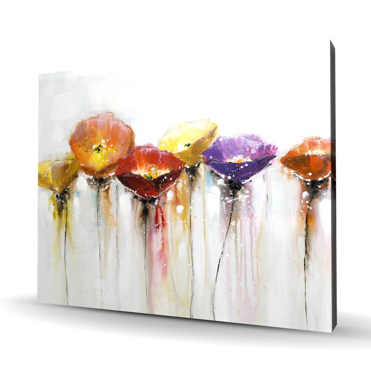 C1RC4860OSD6GG 48 x 60 in. Multiple Colorful Abstract Flowers - Red Romantic Canvas Art