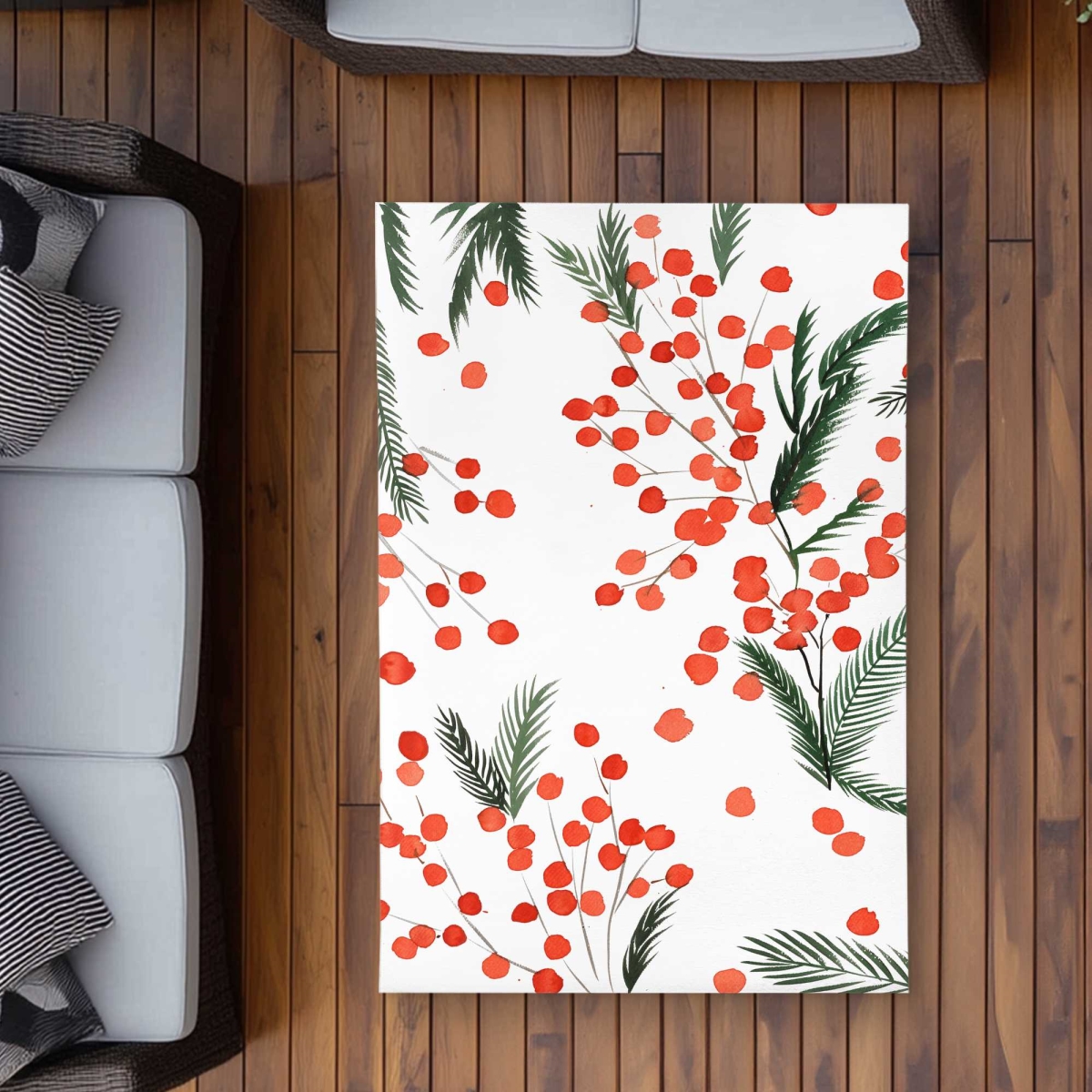 C1ROAR35N14UWR 3 x 5 ft. Mistletoe Leaf Pattern Outdoor Rectangle Area Rug - Home Decor Trees