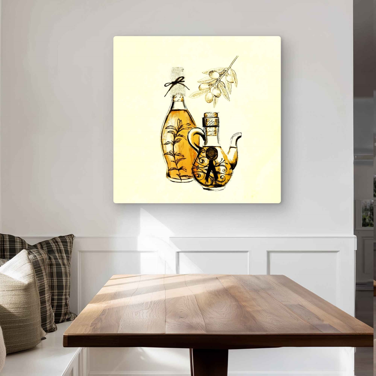 C1MP3232QLDAL0 32 x 32 in. Two Bottles of Olive Oil Wall Art - Still Life Kitchen Metal Print