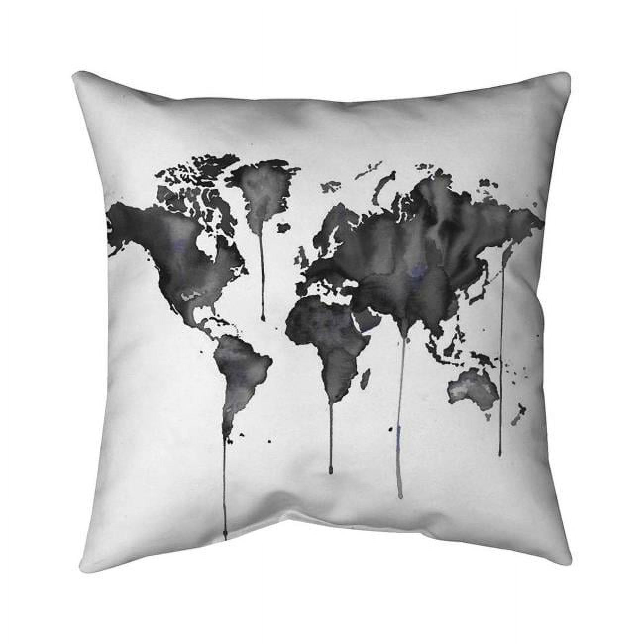 26 x 26 in. Watercolor World Map-Double Sided Print Indoor Pillow
