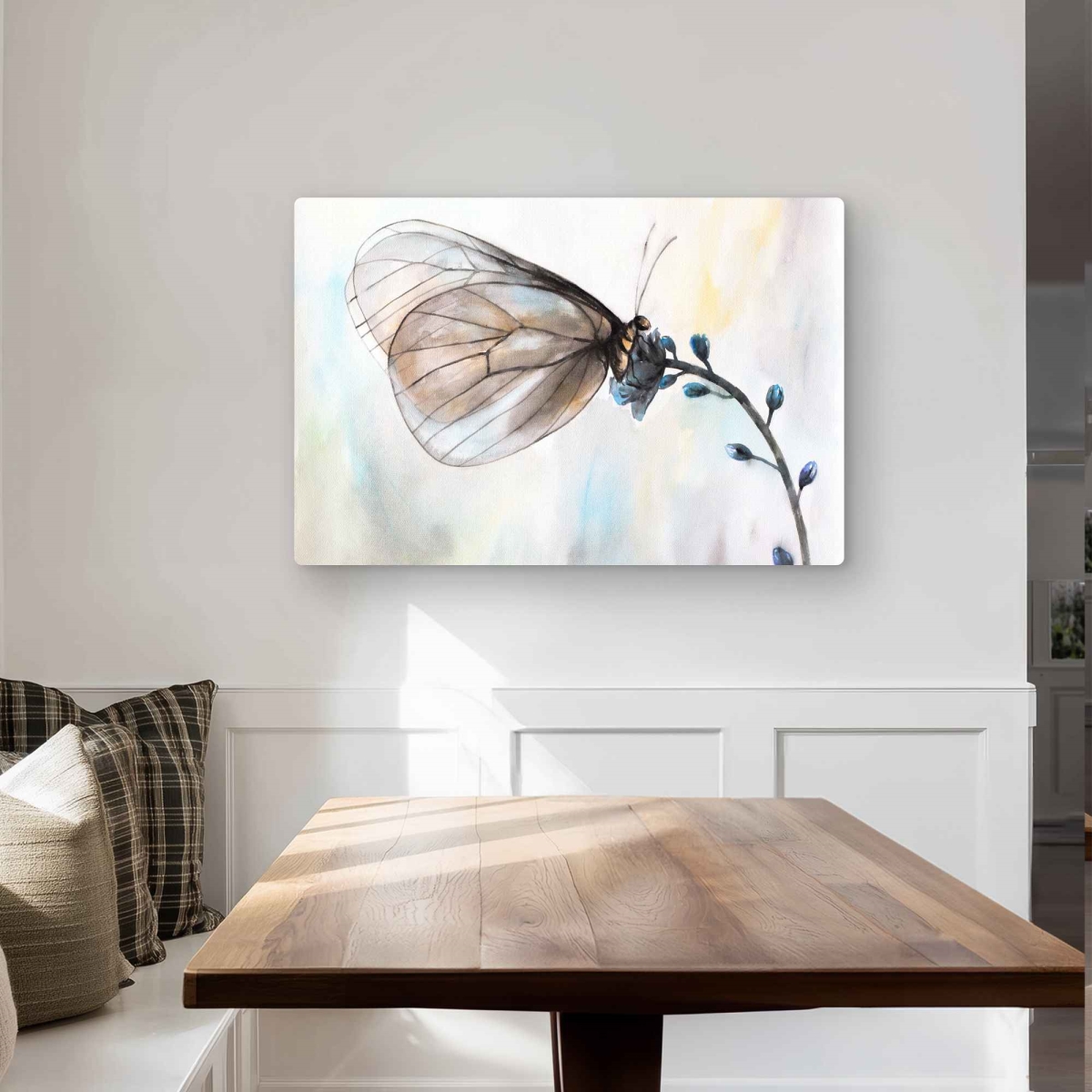C1MP2436CR7BYL 24 x 36 in. Butterfly On Blue Flowers - Illustrative Metal Print Wall Art - Decor