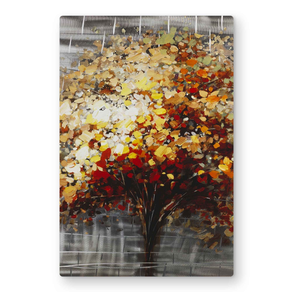 C1MP2436DIT234 24 x 36 in. Abstract Tree by Fall Wall Art - Contemporary Beige Metal Print Decor