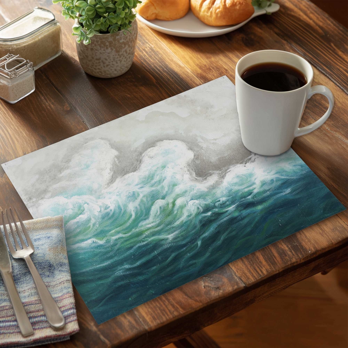 Picture of Begin Home Decor C6PP141800BM4W 14 x 18 in. Seaside Polyester Placemat - Stylish Home Decor Accessory - Set of 6