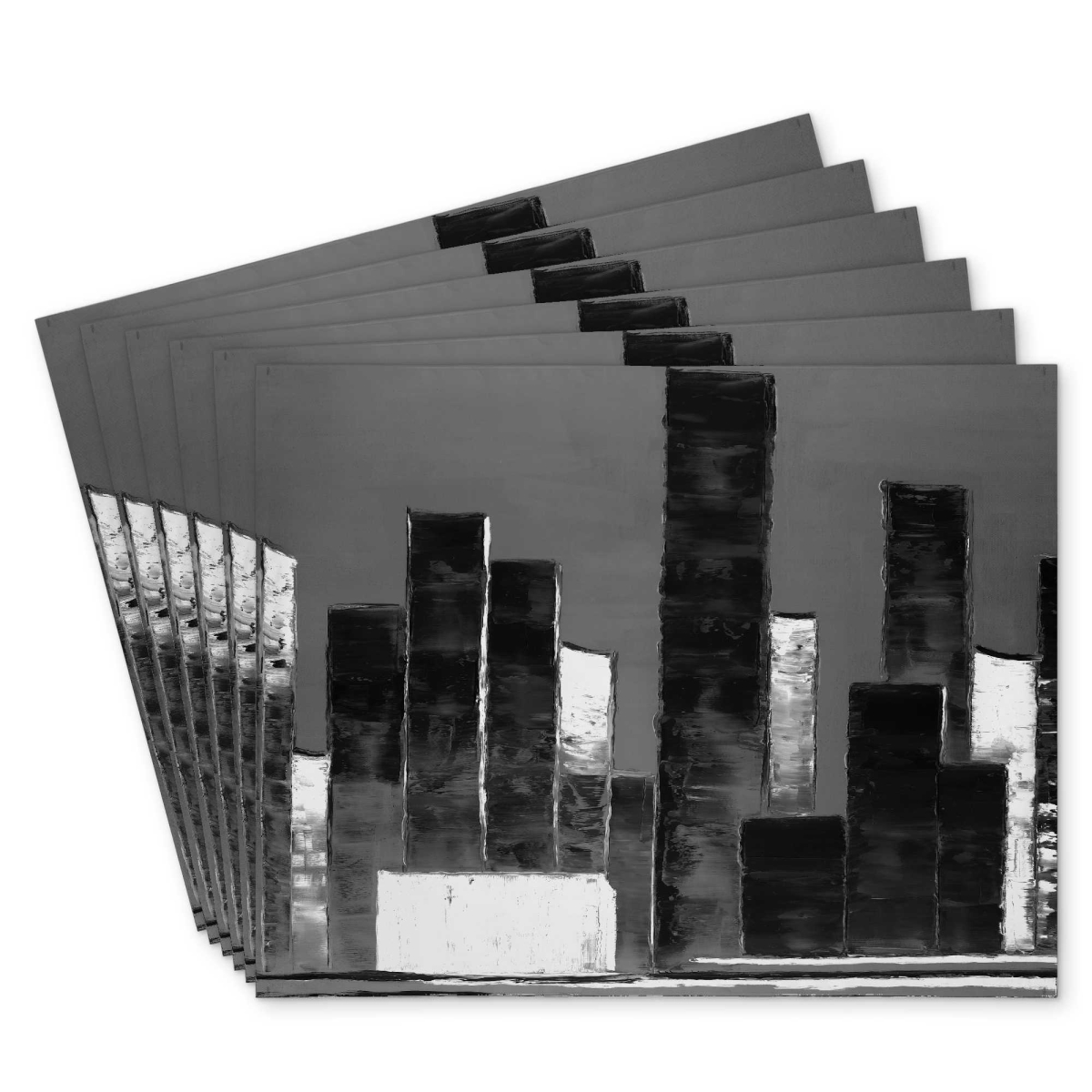 Picture of Begin Home Decor C6PP141813TAIJ 14 x 18 in. Abstract Black & White Buildings Polyester Placemat - Set of 6