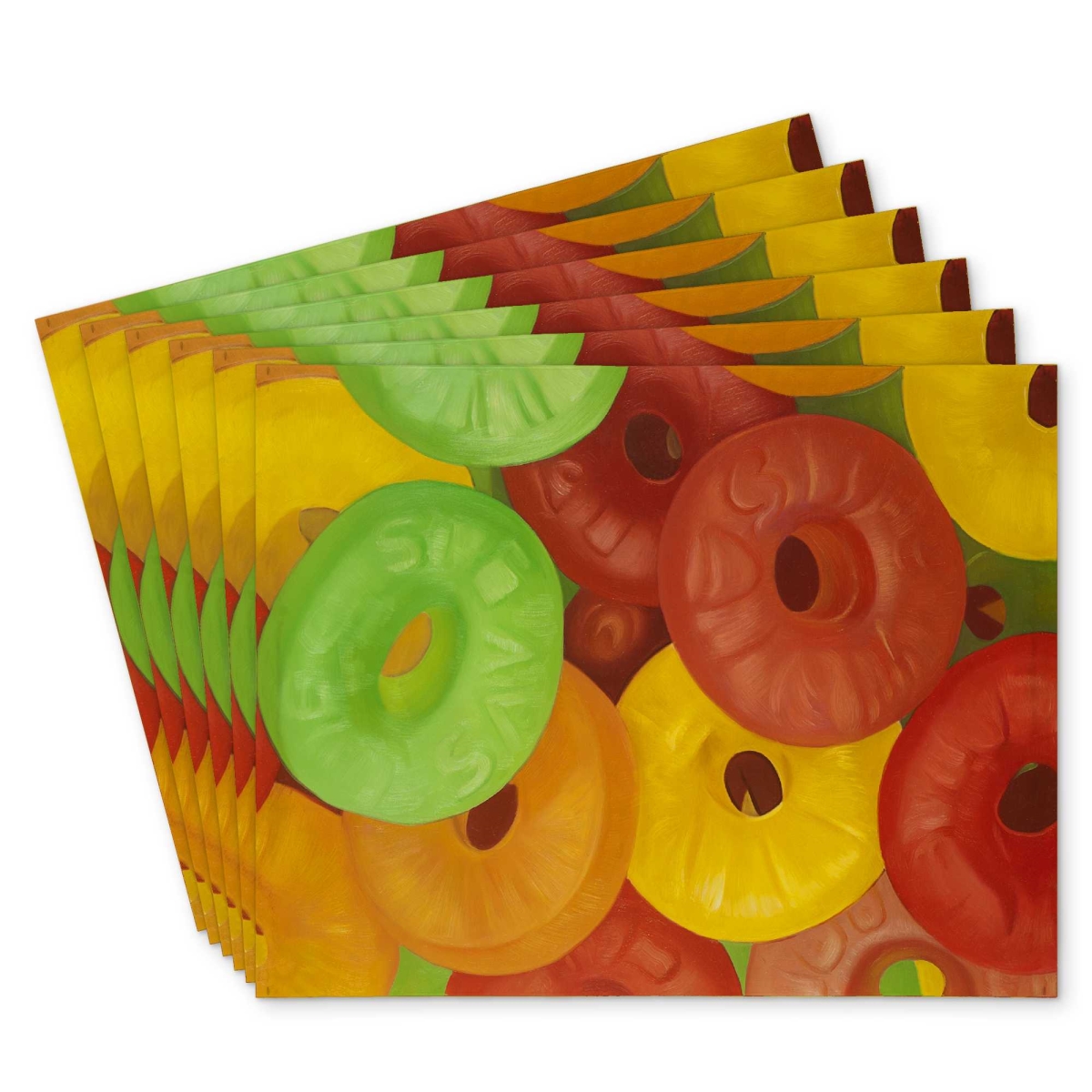 Picture of Begin Home Decor C6PP14188IQO95 14 x 18 in. Colorful Jujubes Polyester Placemat - Stylish Table - Set of 6