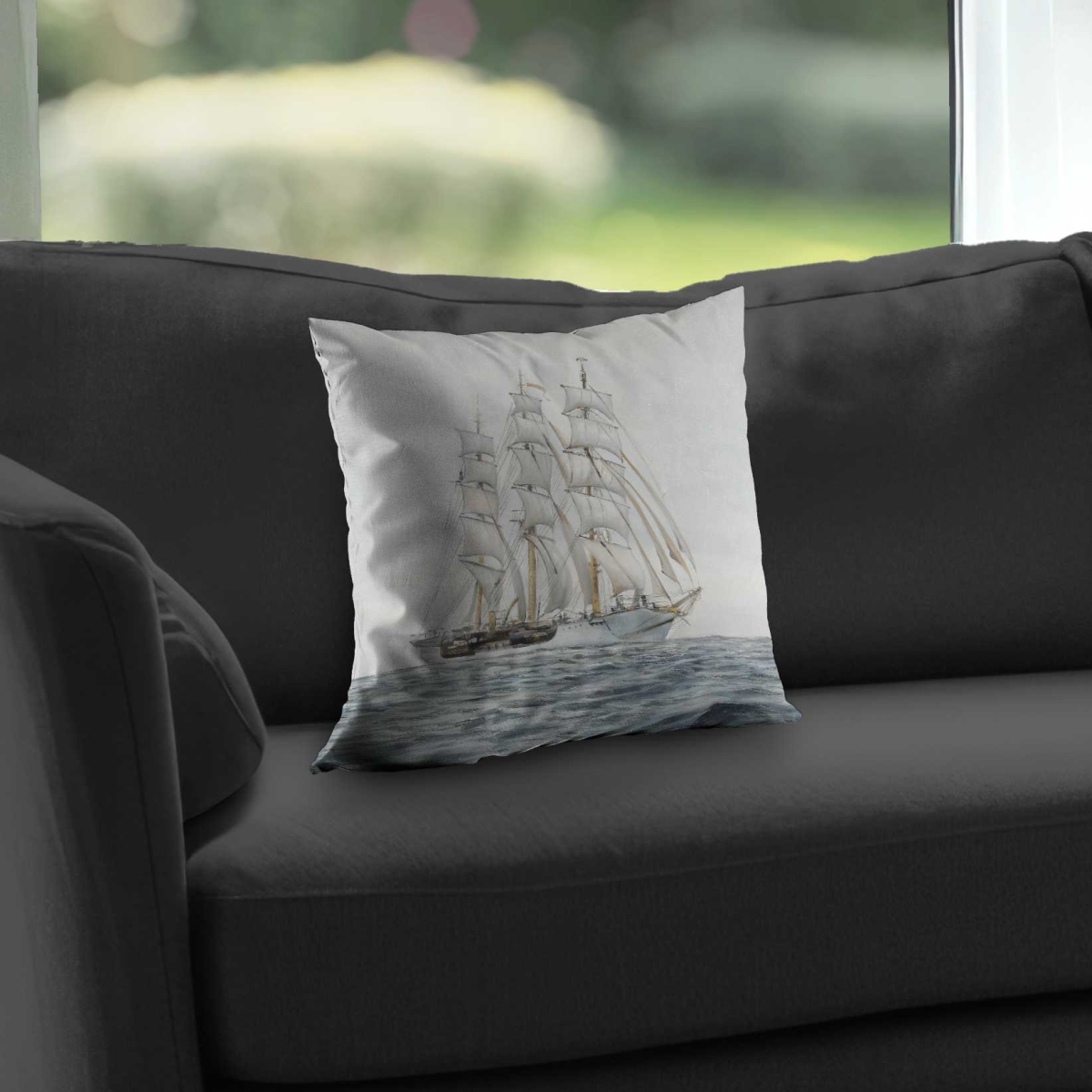 C1PC1414JUHM68 14 x 14 in. Ship by A Cloudy Day - White Transportation Poly Twill Throw