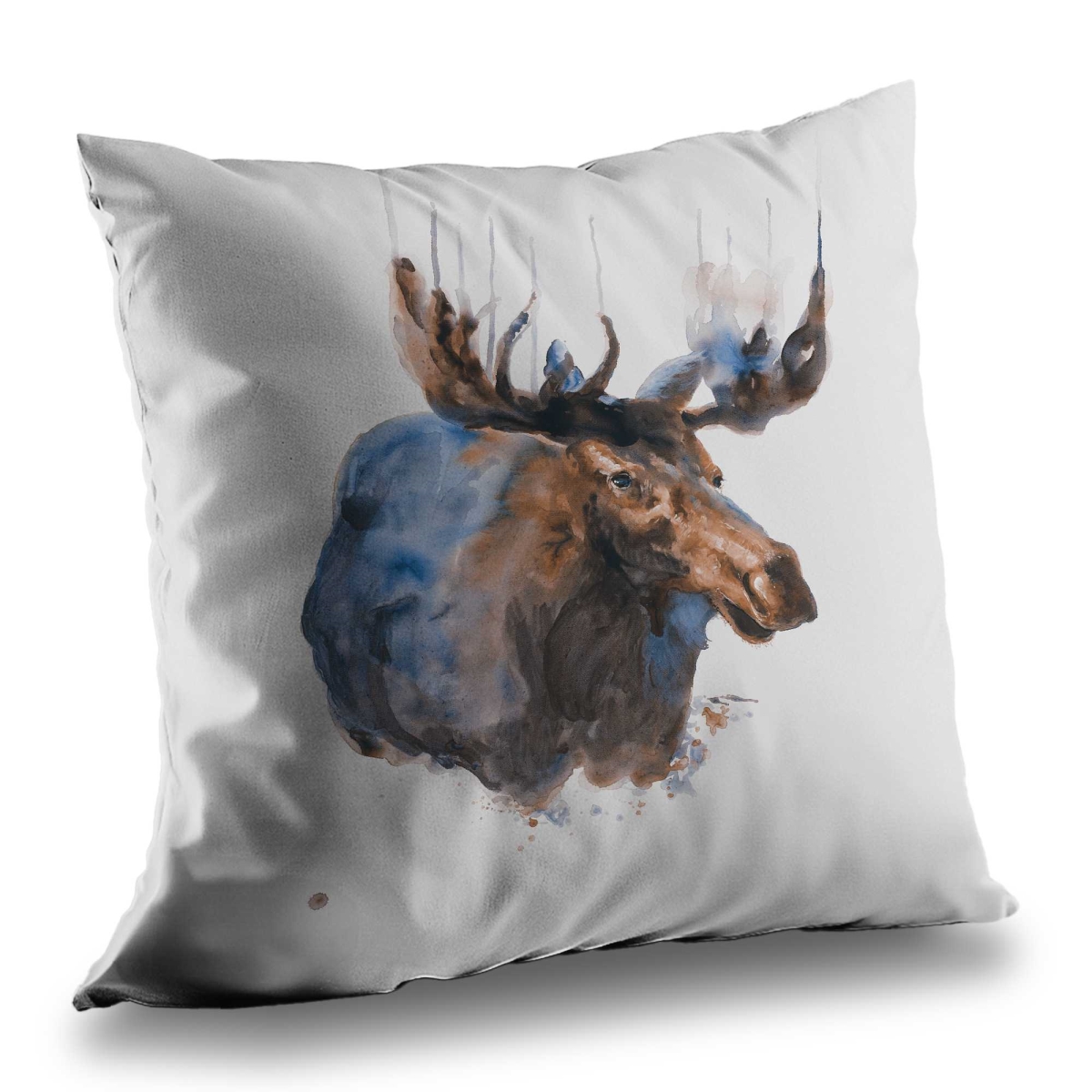 C1PC1414QQE51G 14 x 14 in. Abstract Blue Moose - Deer Animals Poly Twill Throw - Decor