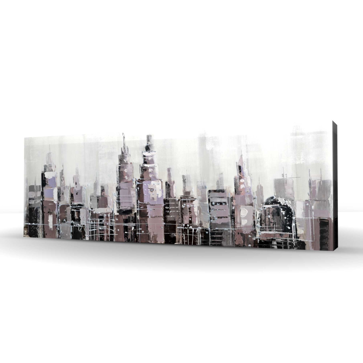 C1RC16482LNH2E 16 x 48 in. Abstract Grayscale Cityscape - Black Building Canvas Decor