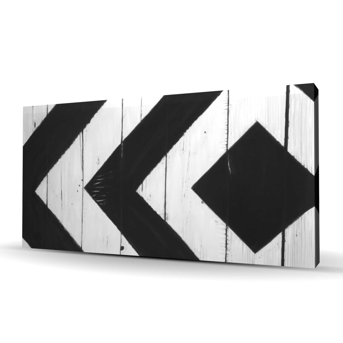 C1RC2448TFQ2HV 24 x 48 in. Rhombus on Wood - Black & White Patterns Canvas