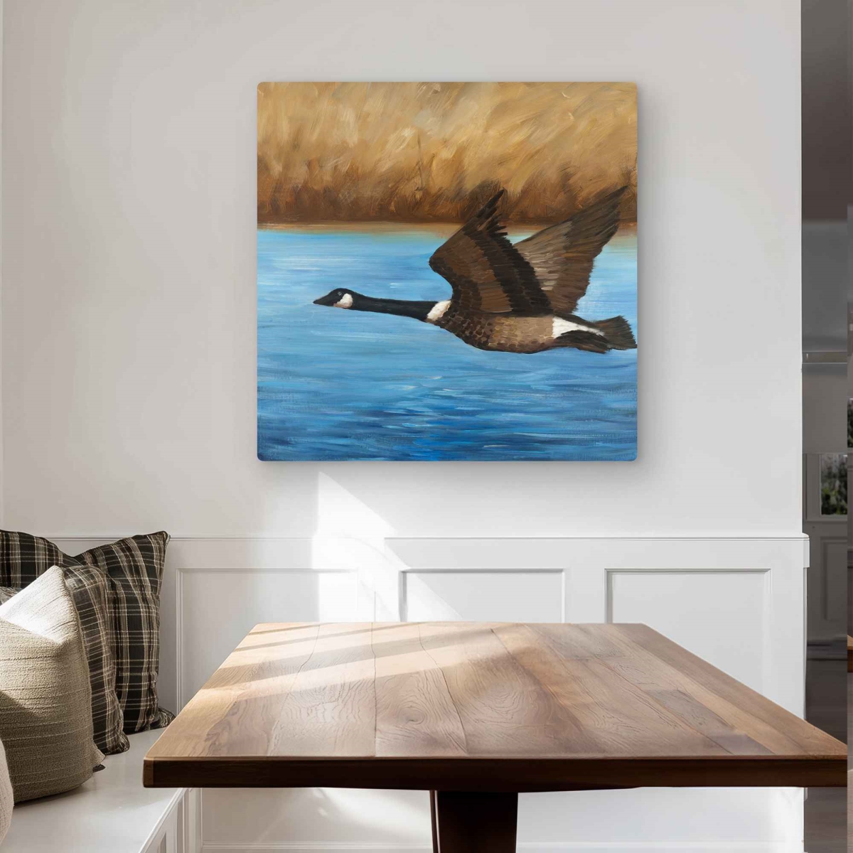 C1MP323271B28L 32 x 32 in. Canada Goose Rustic Brown Metal Print Wall Art - Home Decor Accent