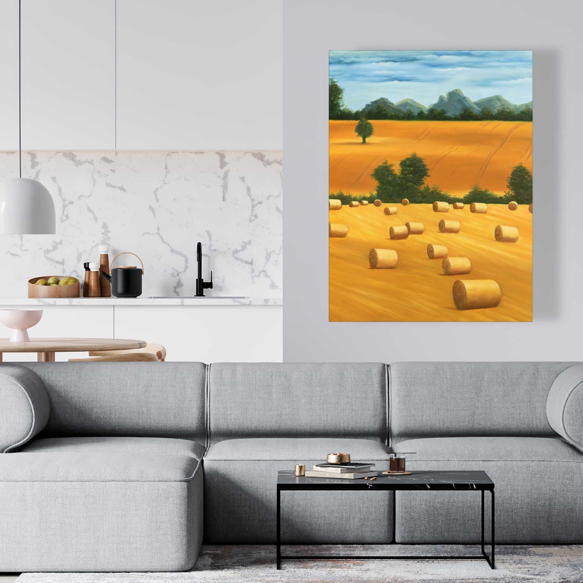 C1RC36482UW0W2 36 x 48 in. Hay Bale Fields - Rustic Landscapes Canvas for Home Decor