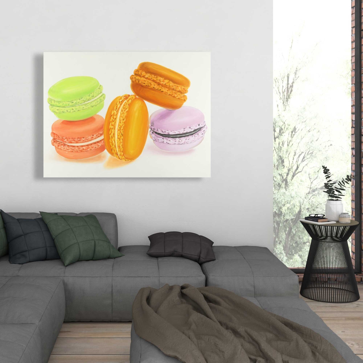 C1RC36485MB0CU 36 x 48 in. Small Bites of Macaroons - Hyperrealist Kitchen Canvas Decor