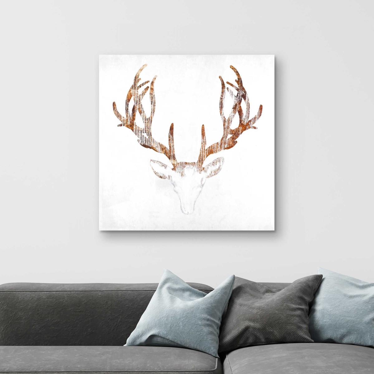 C1RC32326URLSO 32 x 32 in. Wood Looking Deer Head Canvas - Rustic Home Decor Wall Art