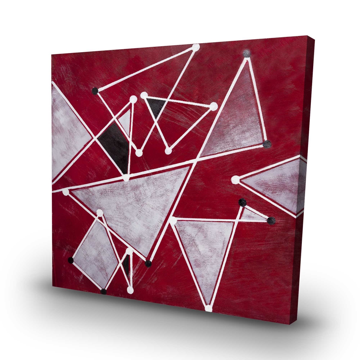 C1RC3232RBLLDK 32 x 32 in. White Triangles on Red Background - Abstract Canvas Art