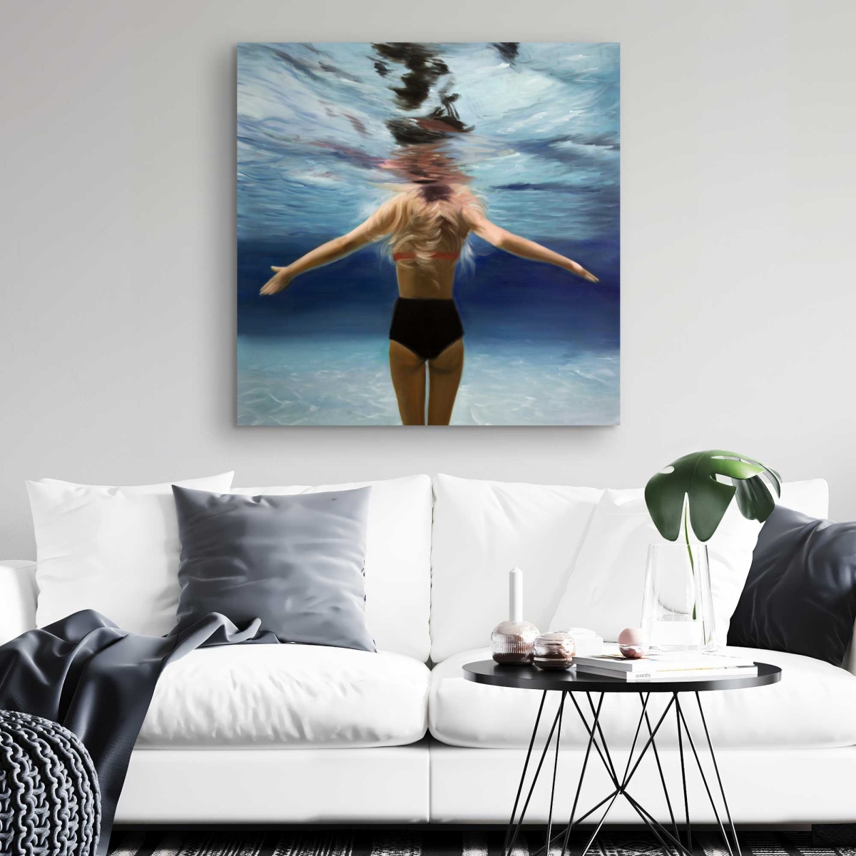 C1RC3232RYDRQP 32 x 32 in. Under The Sea - Black Beach Canvas for Home Decor - Art