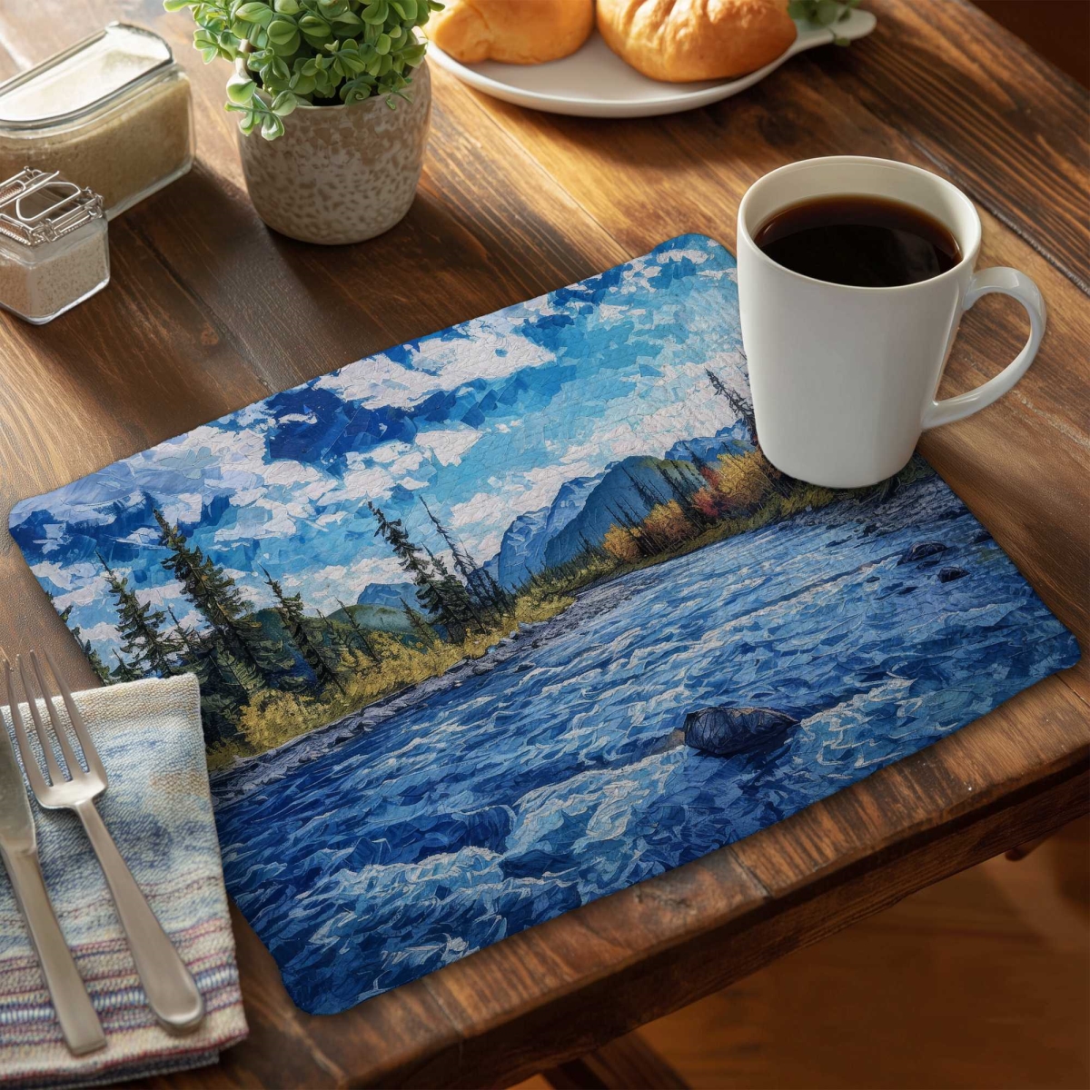 Picture of Begin Home Decor C4BP1418MW8NL0 14 x 18 in. Flow Braided Polyester Placemat - Stylish Home Decor Accent - Set of 4