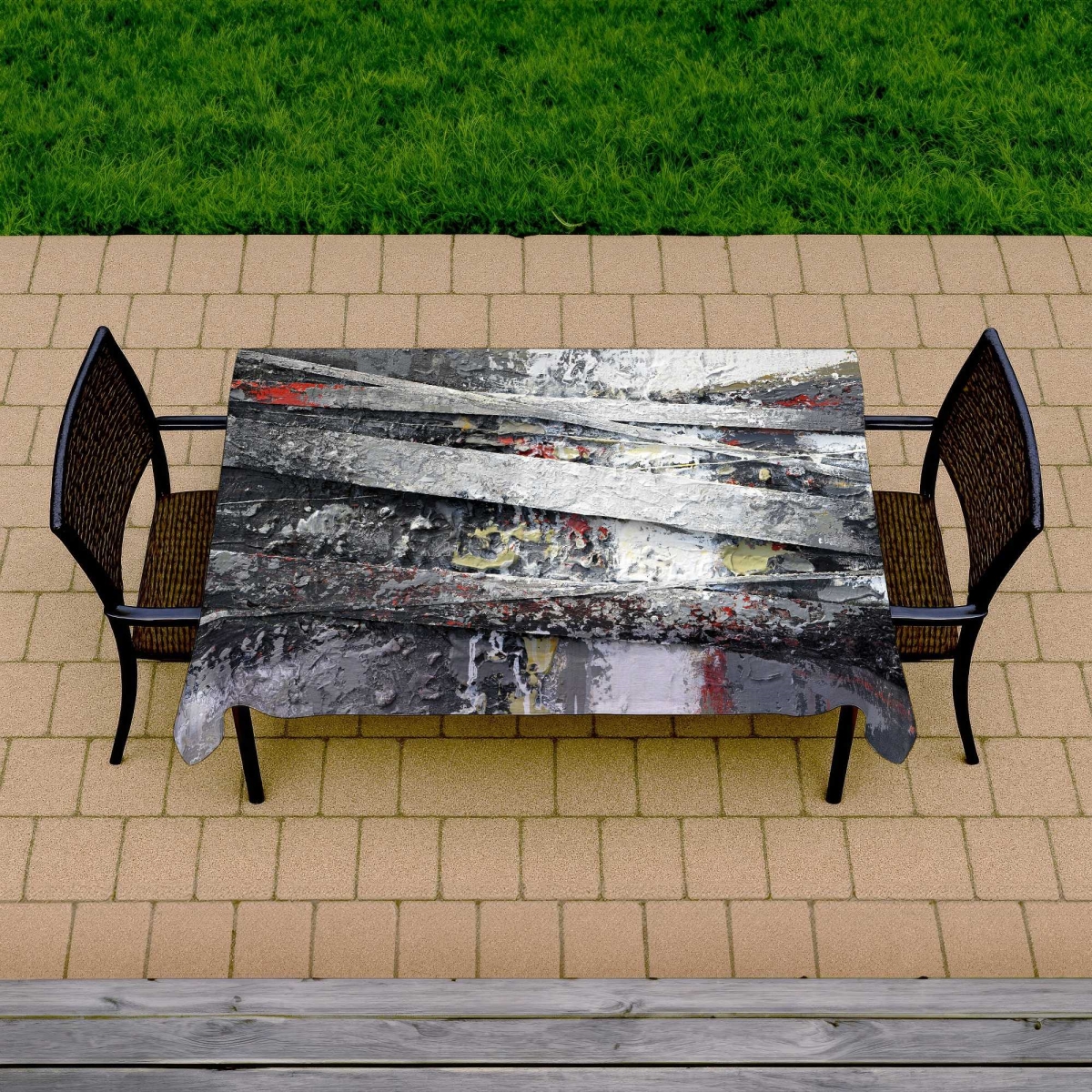 Picture of Begin Home Decor C1TCLRGEWZWCXS 58 x 102 in. Industrial & Texturized Abstract Stripes Tablecloth - Modern