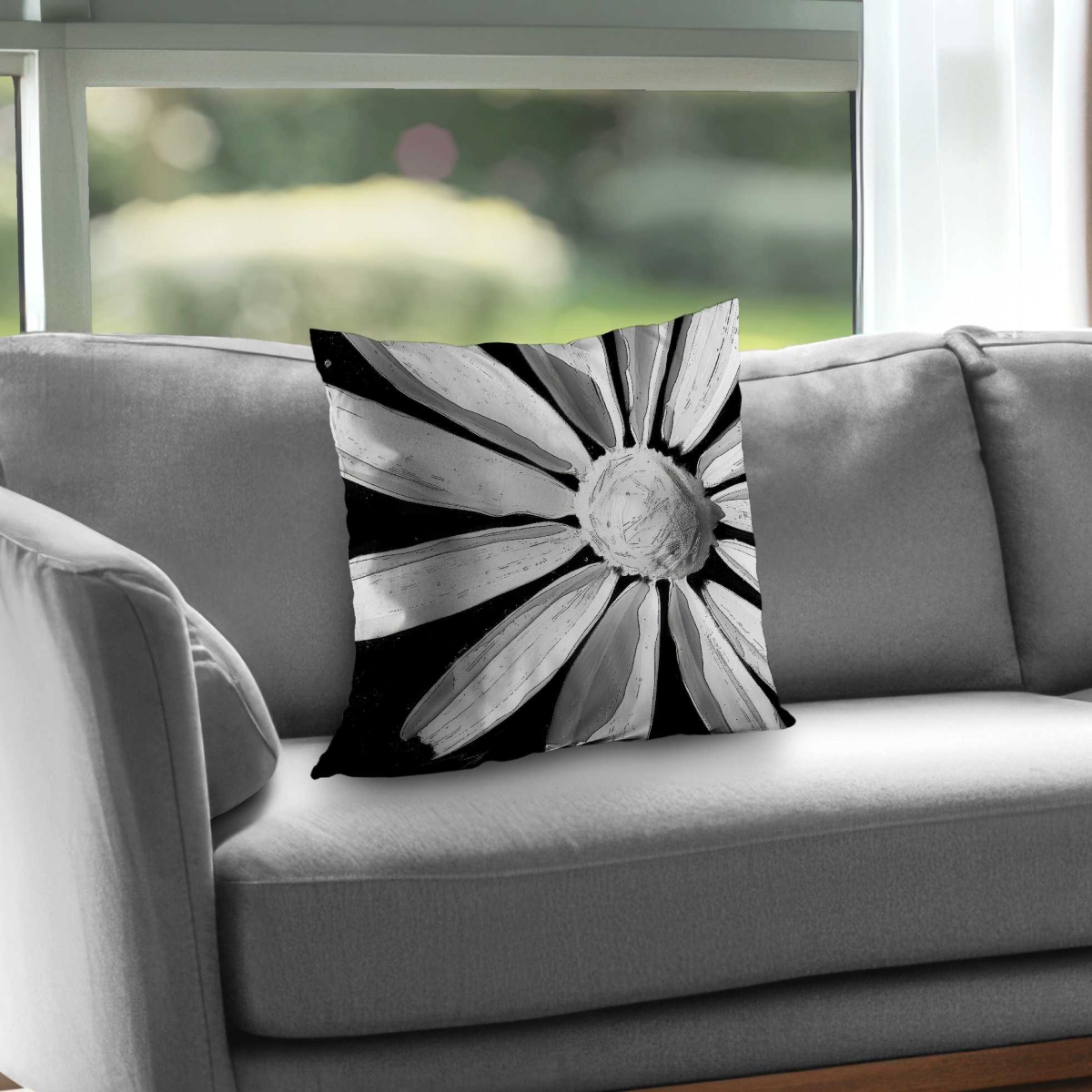 C1PC18182JH76M 18 x 18 in. Desaturated Flower - Blue Poly Twill Throw for Home Decor