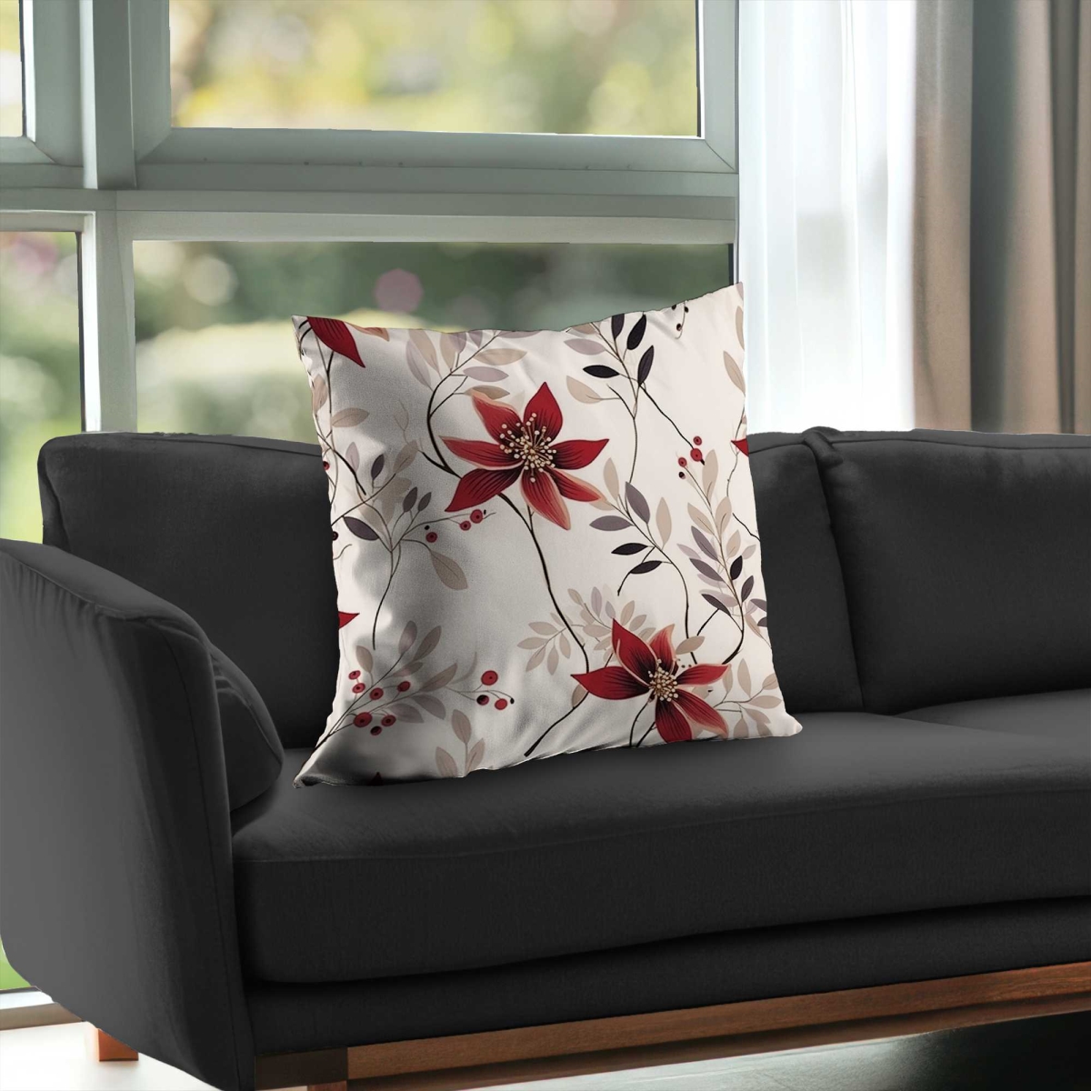 C1PC26268S45K2 26 x 26 in. Red Flower Pattern White Poly Twill Throw - Decor Accent